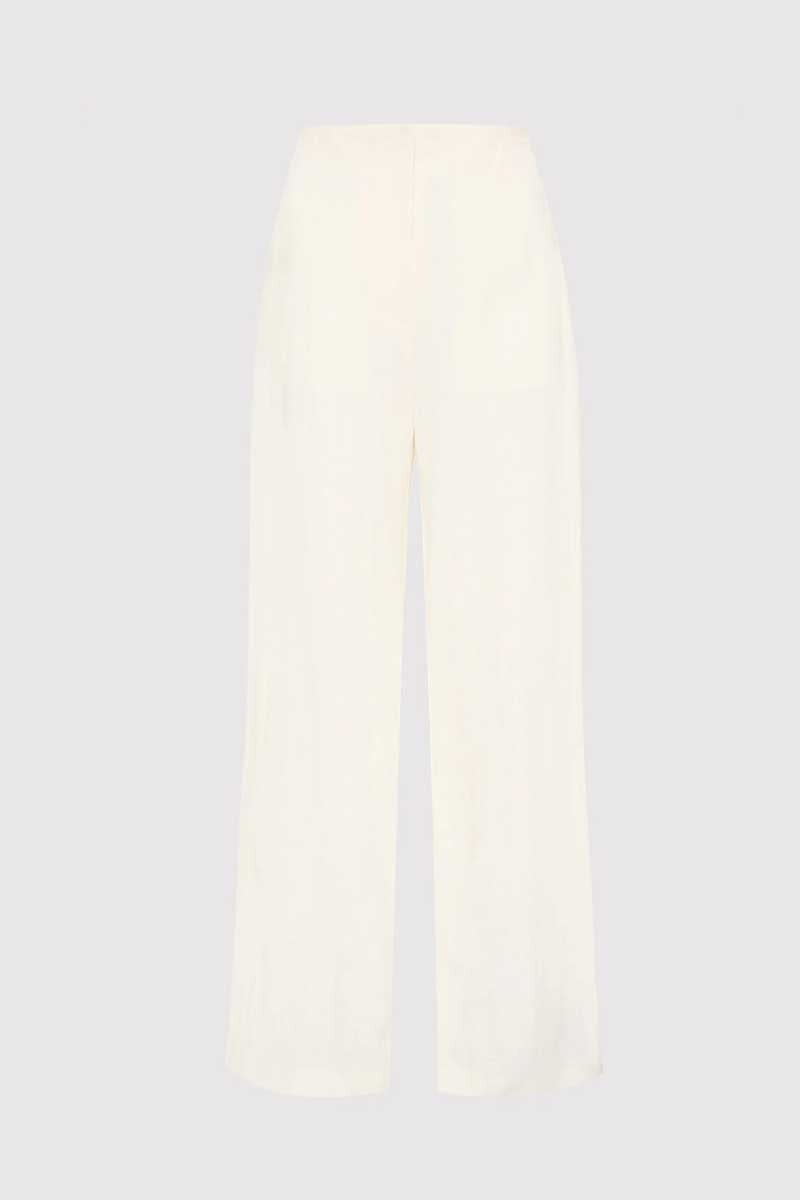 LINEN WIDE LEG PANTS-IVORY Pants ST AGNI XS Ivory