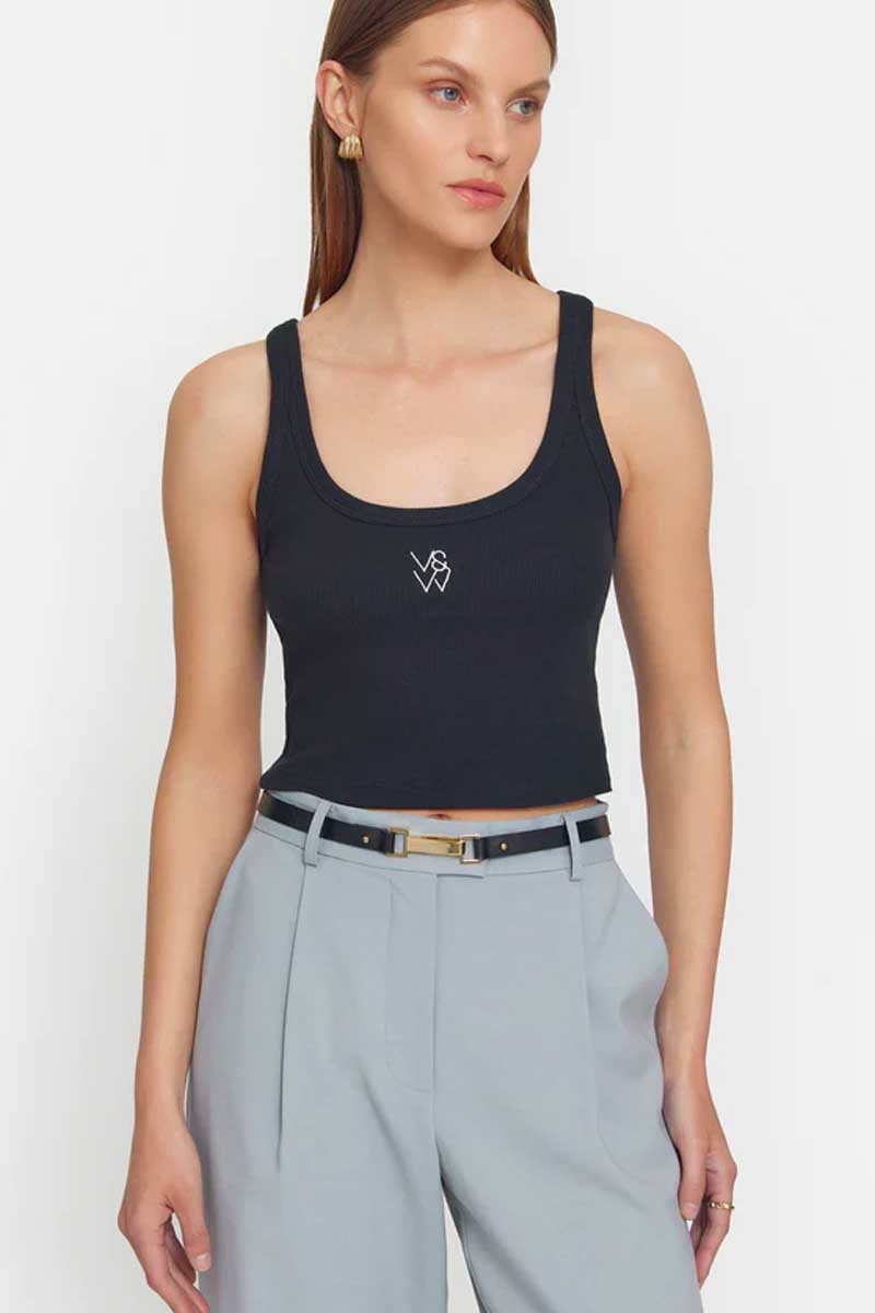 V&W CROP TANK-BLACK Tops Viktoria and Woods