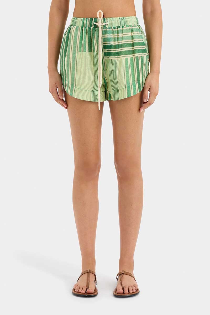 MARISOL CORDED SHORT-GREEN PATCHWORK STRIPE Shorts SIR.