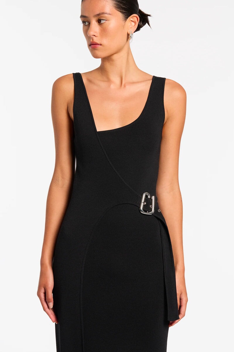 MODERNIST BELTED MIDI DRESS-NOIR Dress SIR.