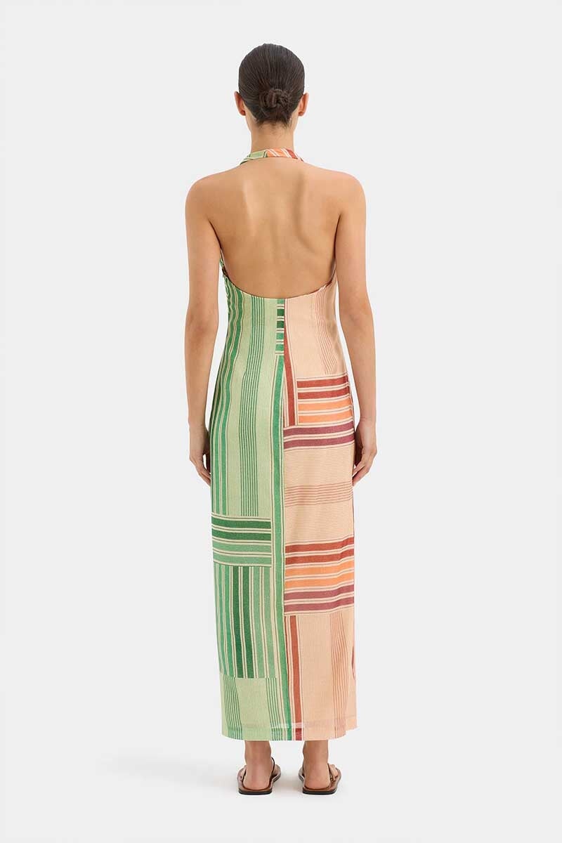 MARISOL TWIST MIDI DRESS-MULTI PATCHWORK STRIPE Dress SIR.