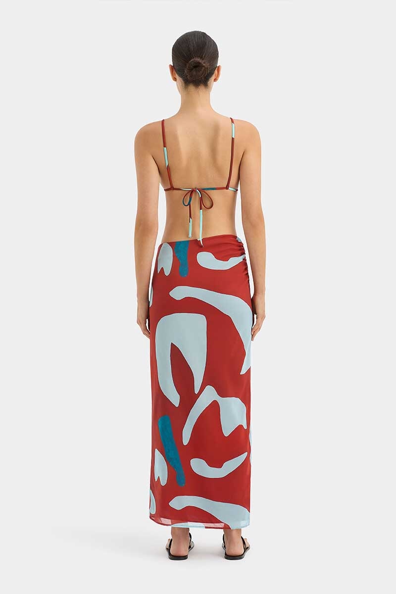 FRANKIE GATHERED MIDI SKIRT-RUBY REFLECTION Skirts SIR.