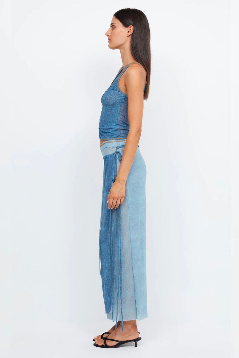 NOLA ASYM TOP-SPLICED DENIM Tops Bec and Bridge
