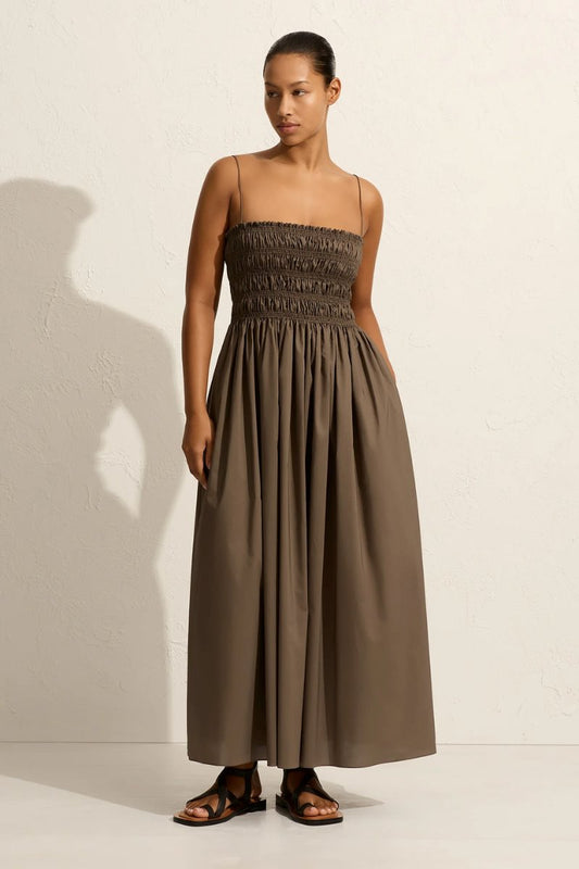 SHIRRED BODICE DRESS-BIRCH Maxi Dress Matteau 