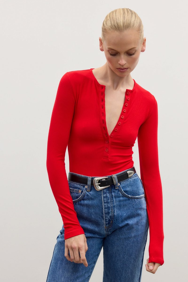 LARA BODYSUIT-CHERRY Tops Bayse