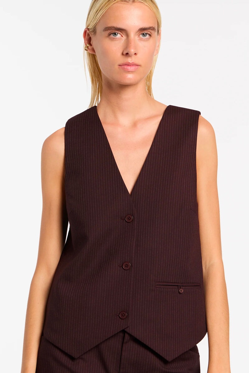 GUILLAUME VEST-PLUM PINSTRIPE Jackets SIR.