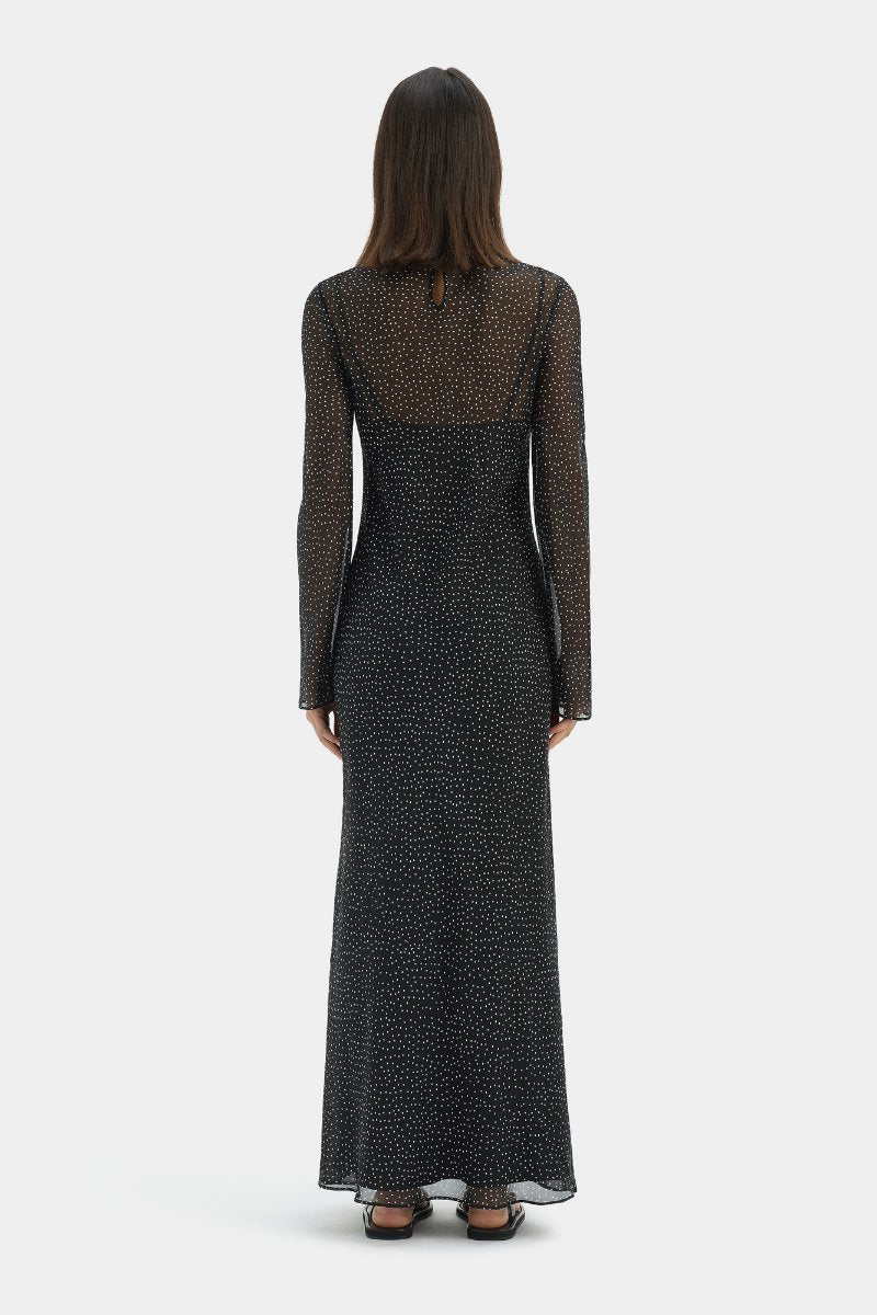 LISANDER LONG SLEEVE DRESS-POLKA DOT NERO Maxi Dress SIR.