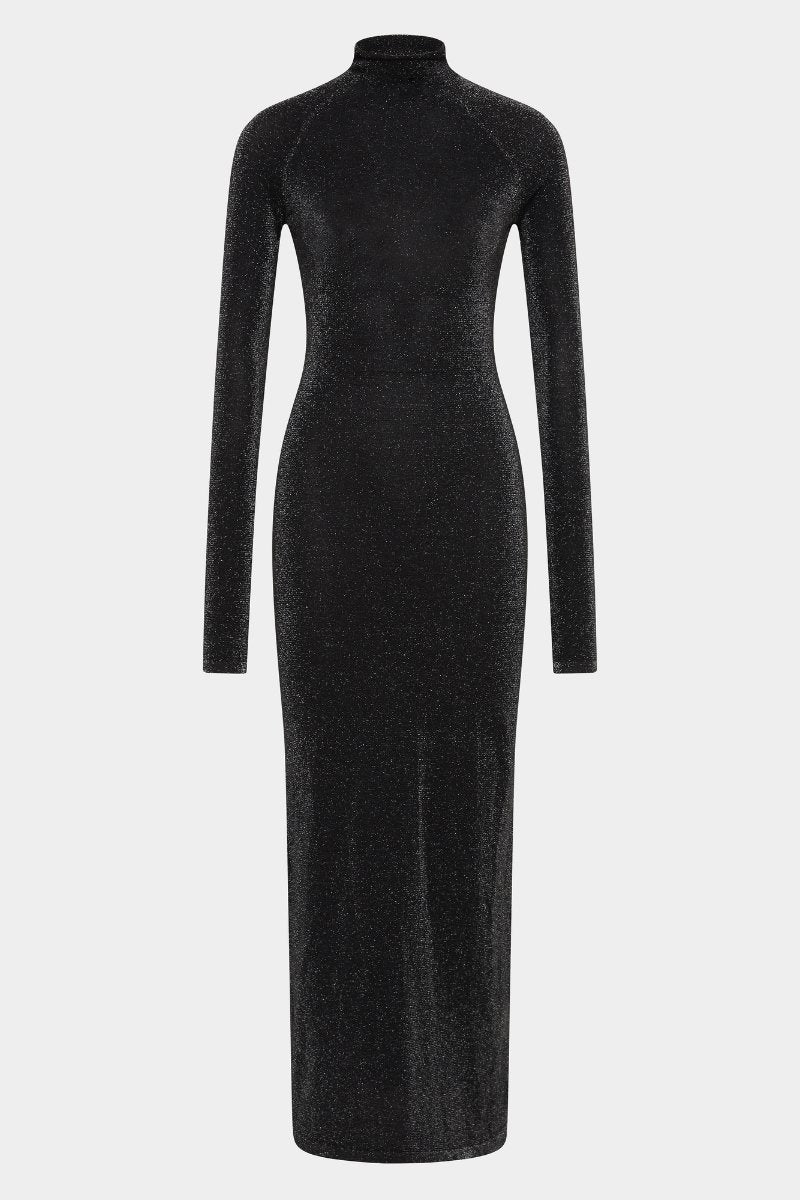 CHIANO LONG SLEEVE DRESS-BLACK SILVER Maxi Dress SIR.