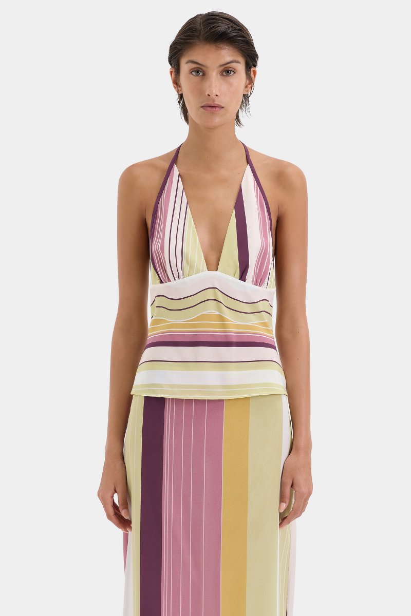 FONTANA HALTER CAMI-ELISA STRIPE Tops SIR.