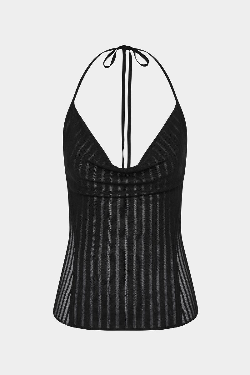 AZARIO HALTER TOP-BLACK Tops SIR.