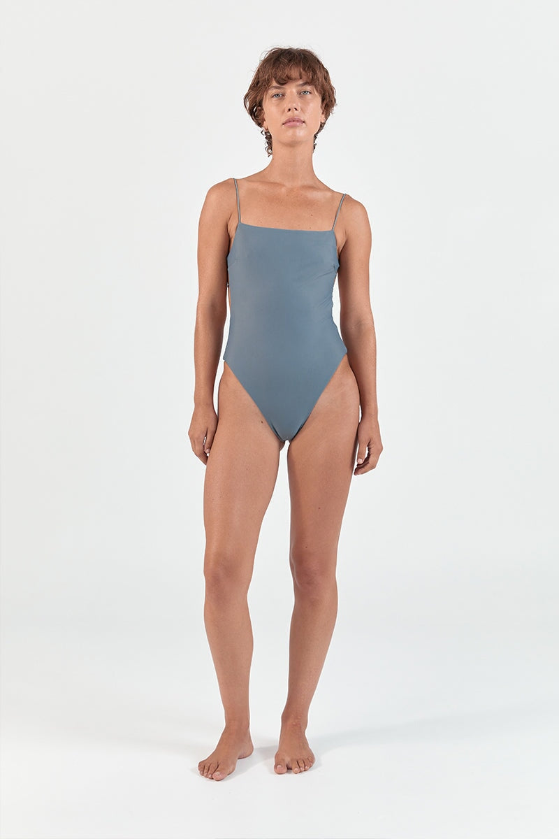 FINE STRAP ONE PIECE-GREY Swim ZIAH 6 Grey