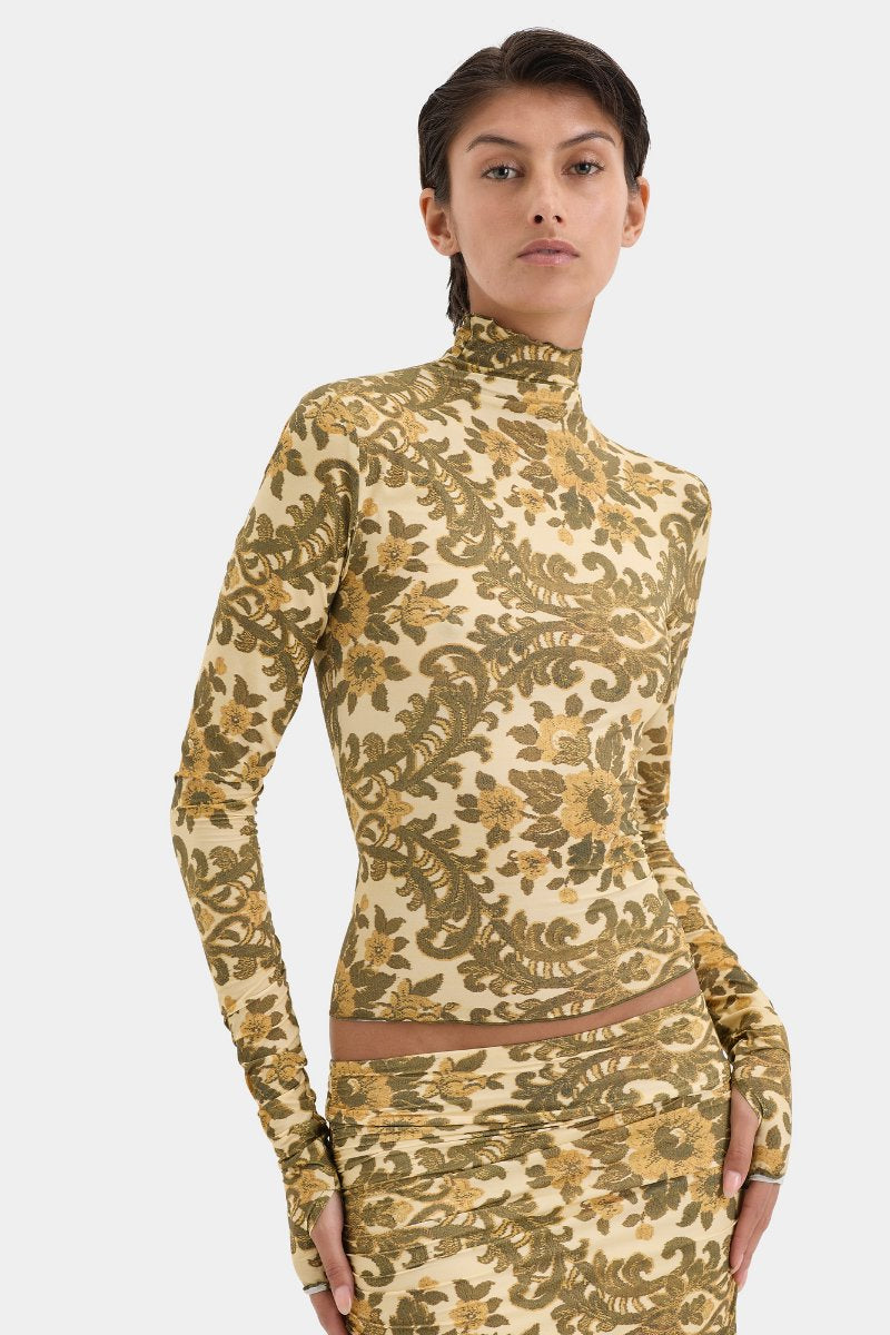 AVENTINE LONG SLEEVE TOP-OLIVE FILIGREE Tops SIR.