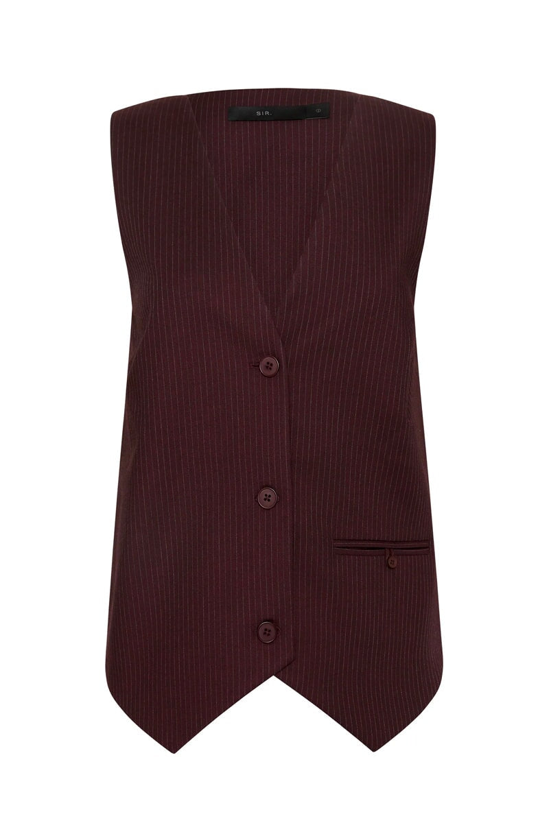 GUILLAUME VEST-PLUM PINSTRIPE Jackets SIR. 0 Plum Pinstripe