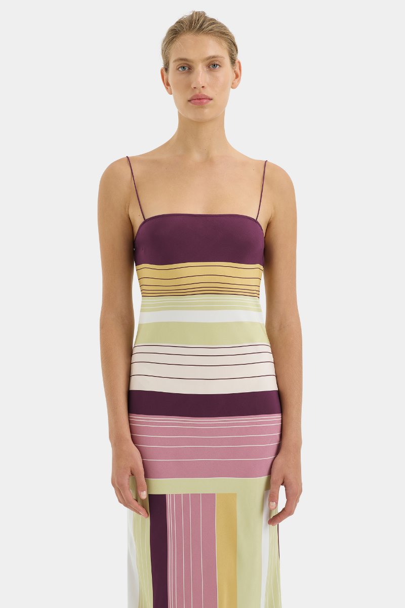 FONTANA SLIP DRESS-ELISA STRIPE Midi Dress SIR.