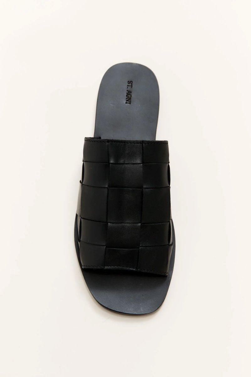 WOVEN FLATS-BLACK Sandals ST AGNI