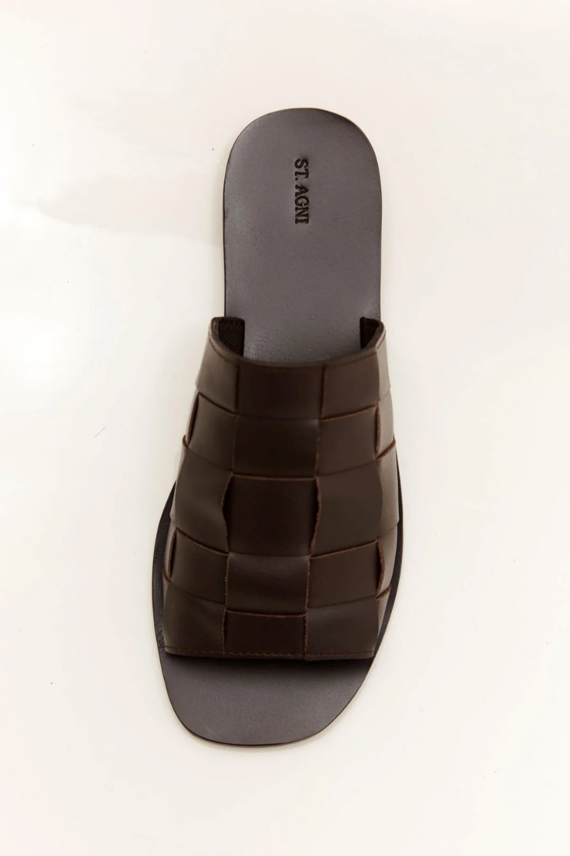 WOVEN FLATS-CHOCOLATE Sandals ST AGNI