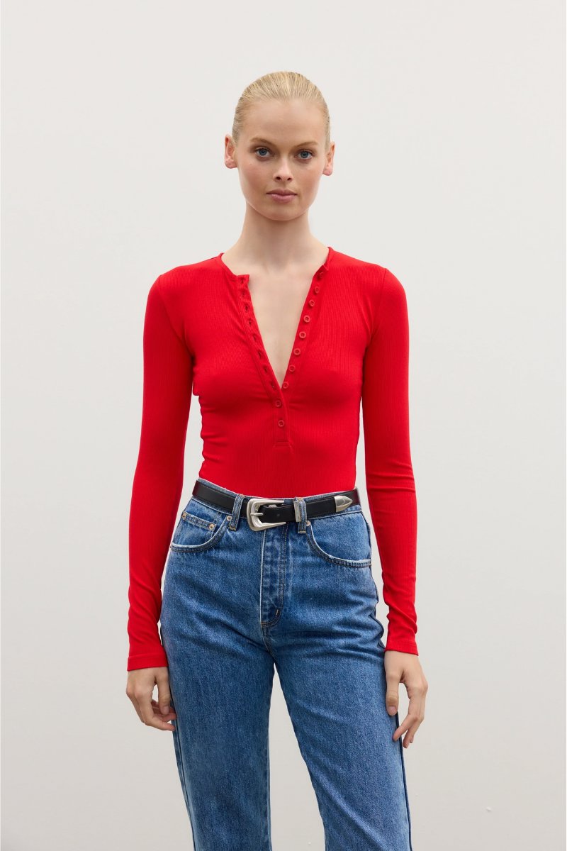 LARA BODYSUIT-CHERRY Tops Bayse