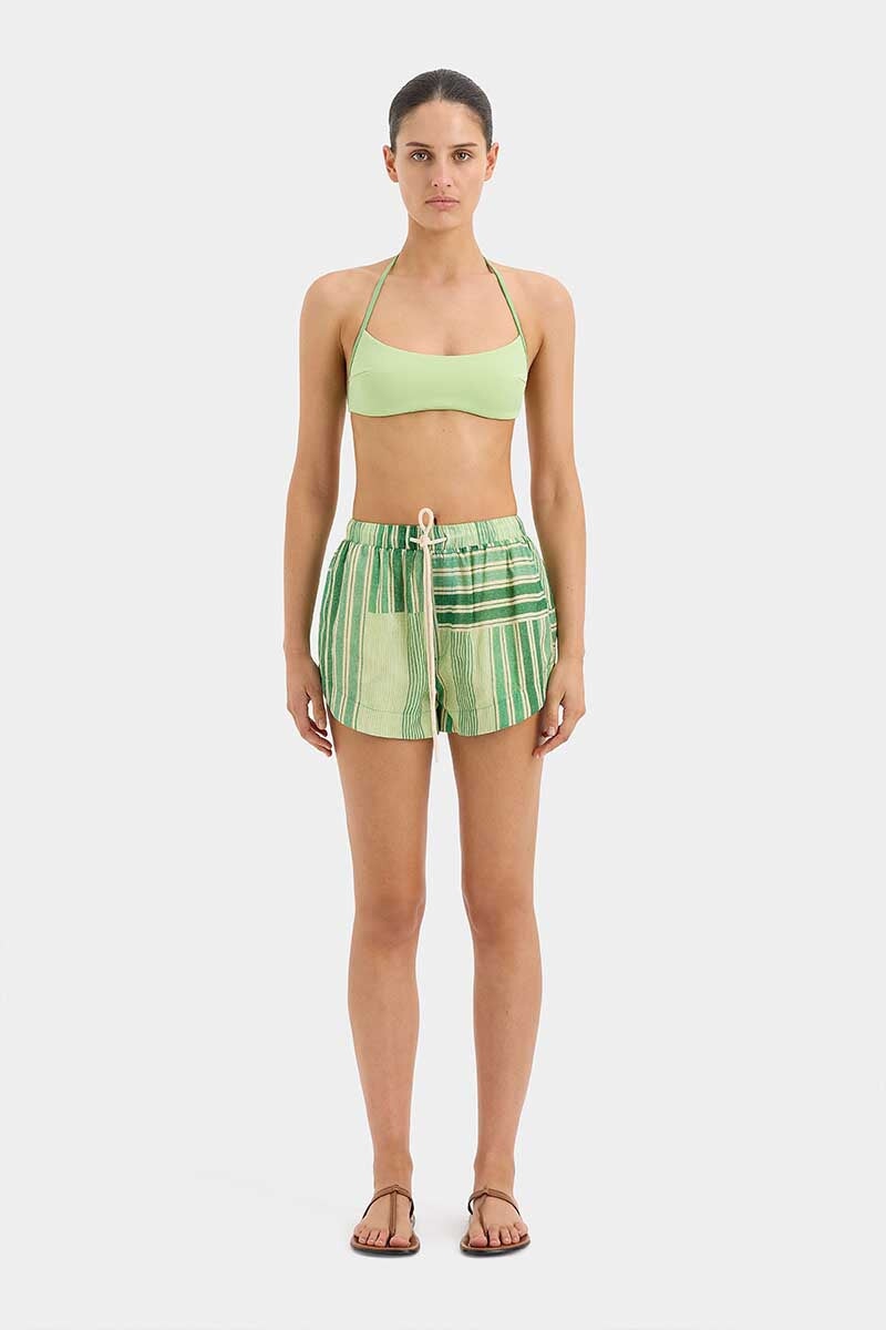 MARISOL CORDED SHORT-GREEN PATCHWORK STRIPE Shorts SIR.