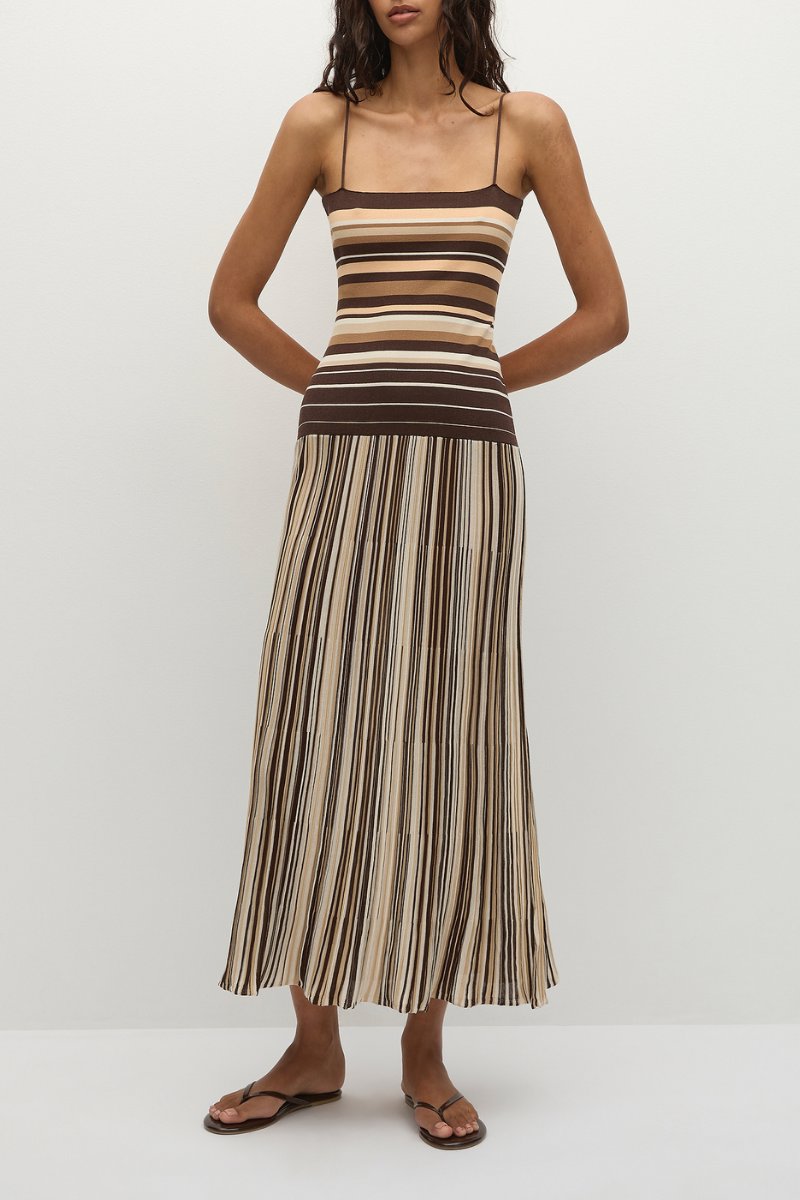 ESENIA KNIT DRESS-APRICOT BROWN Maxi Dress Faithfull the Brand