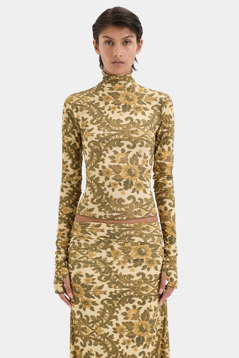 AVENTINE LONG SLEEVE TOP-OLIVE FILIGREE Tops SIR.
