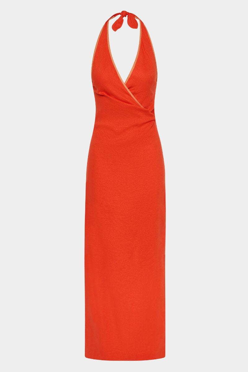 PANETTONE TWIST MIDI DRESS-TANGERINE Midi Dress SIR.