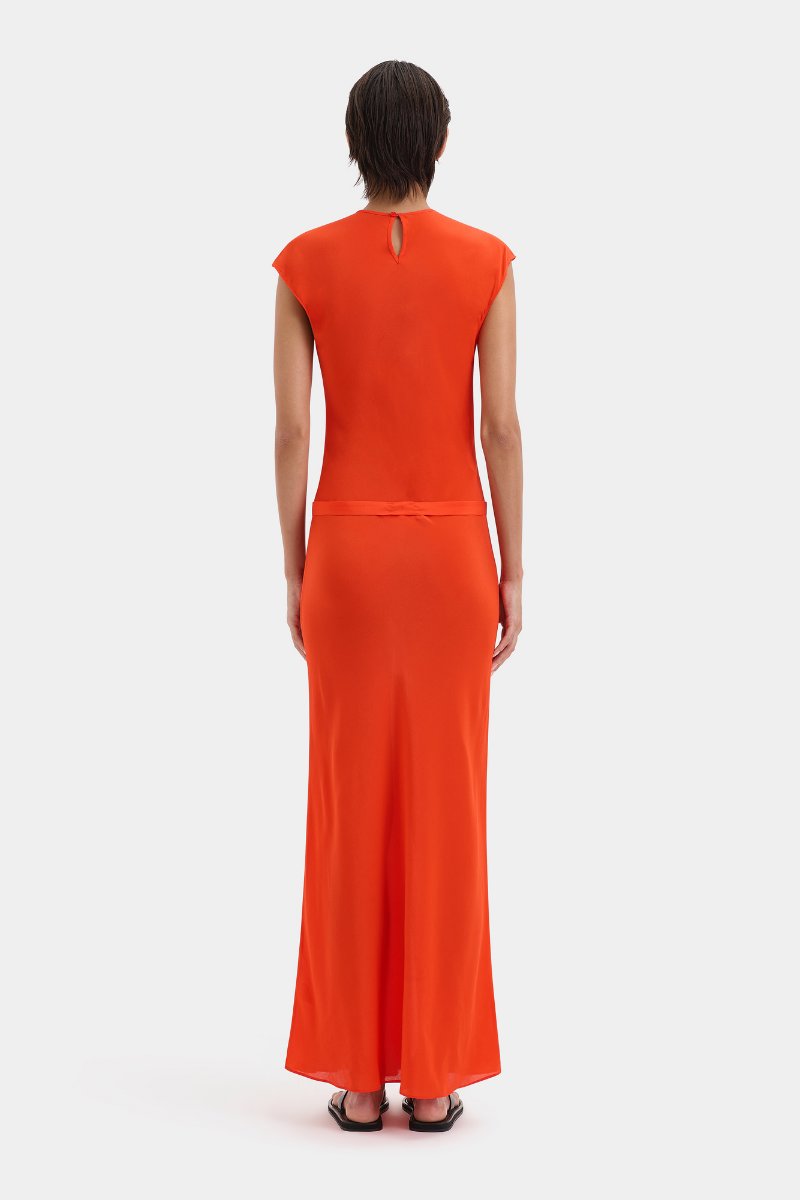 FRESCA BELTED MIDI DRESS-TANGERINE Midi Dress SIR.