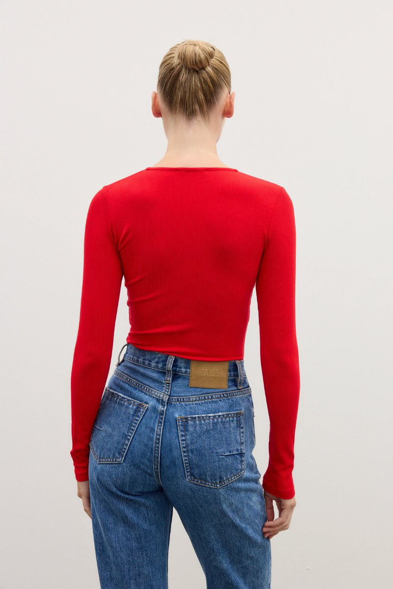 LARA BODYSUIT-CHERRY Tops Bayse