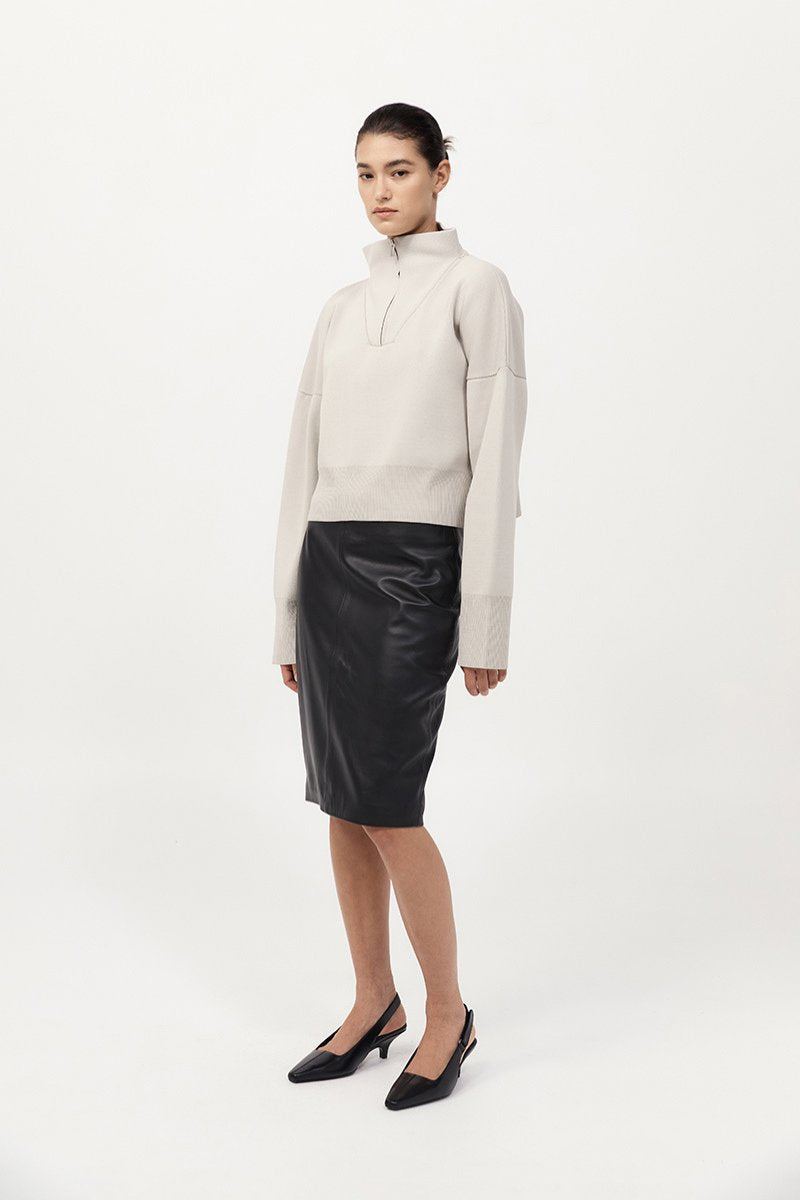 MILANO KNIT ZIP JUMPER-SILVER Knitwear ST AGNI
