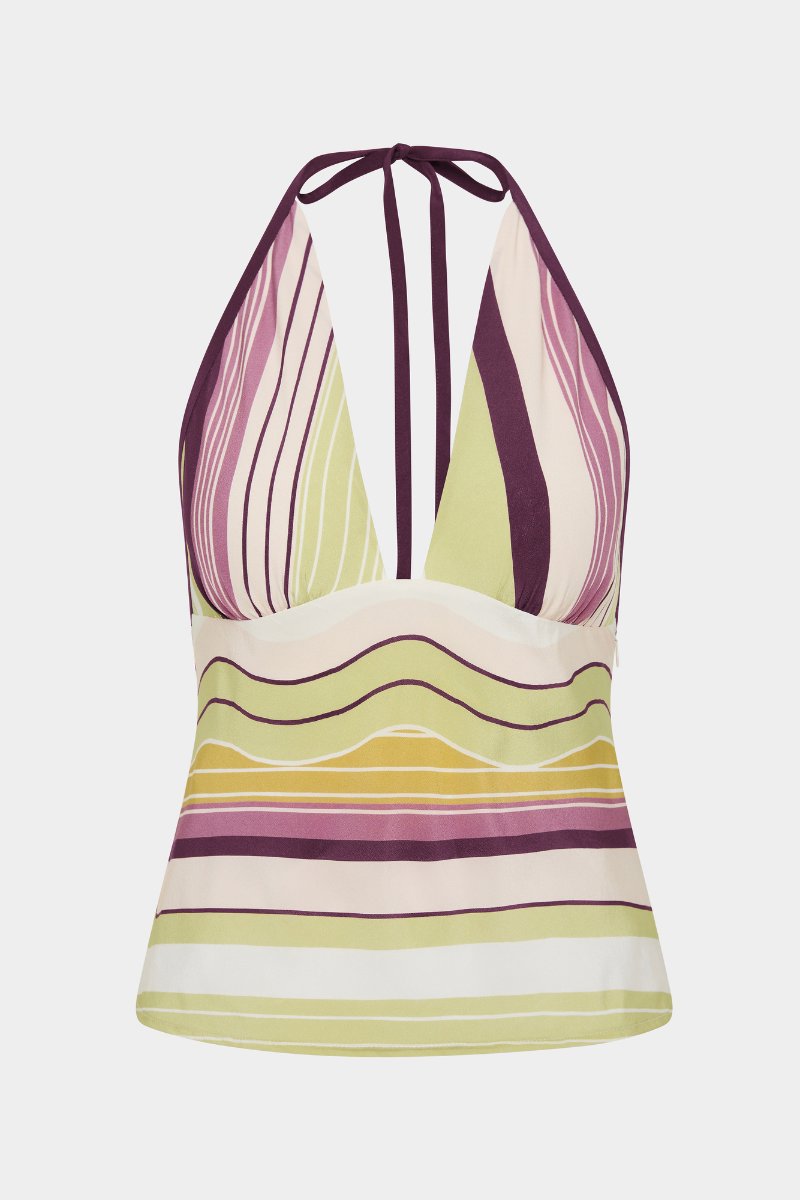 FONTANA HALTER CAMI-ELISA STRIPE Tops SIR.
