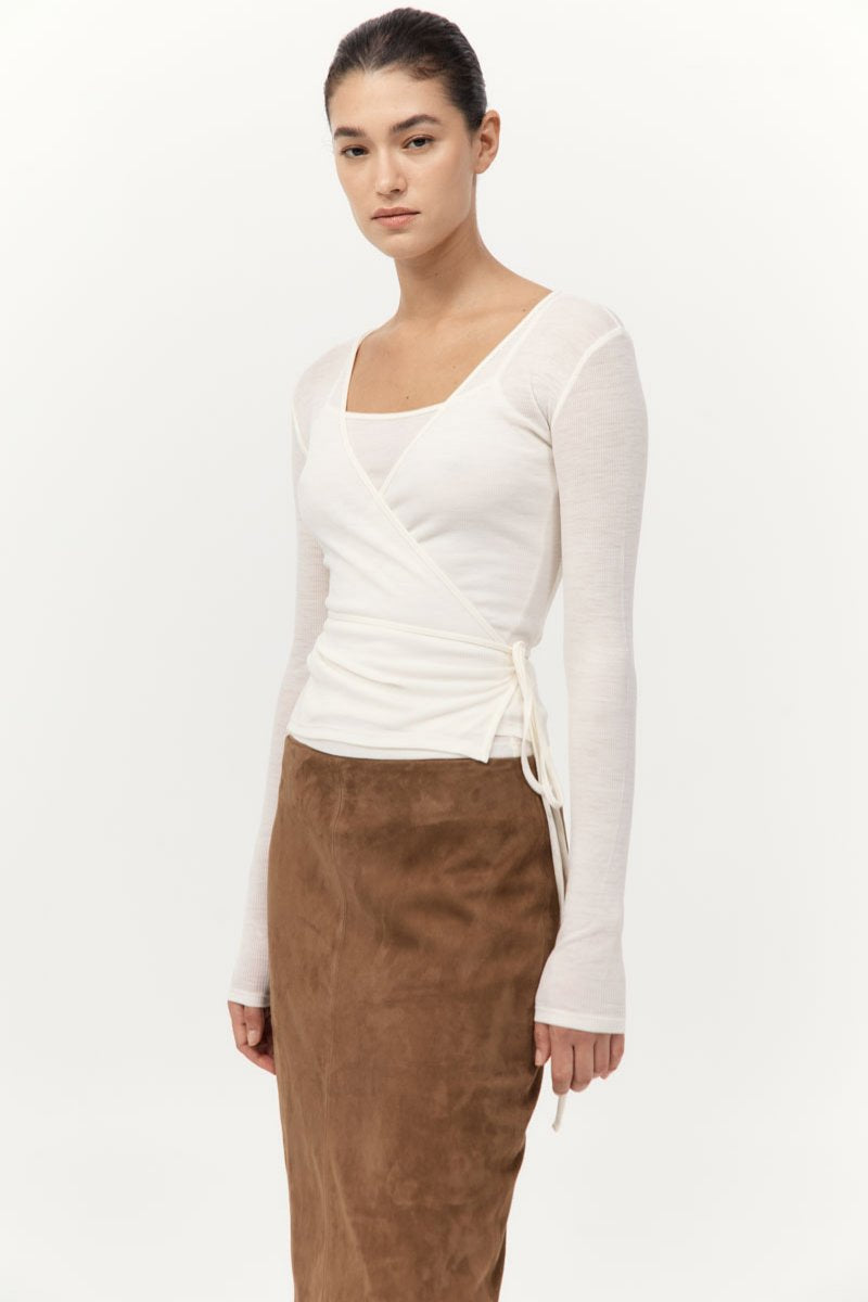 BABY WOOL WRAP TOP-OFF WHITE Knitwear ST AGNI
