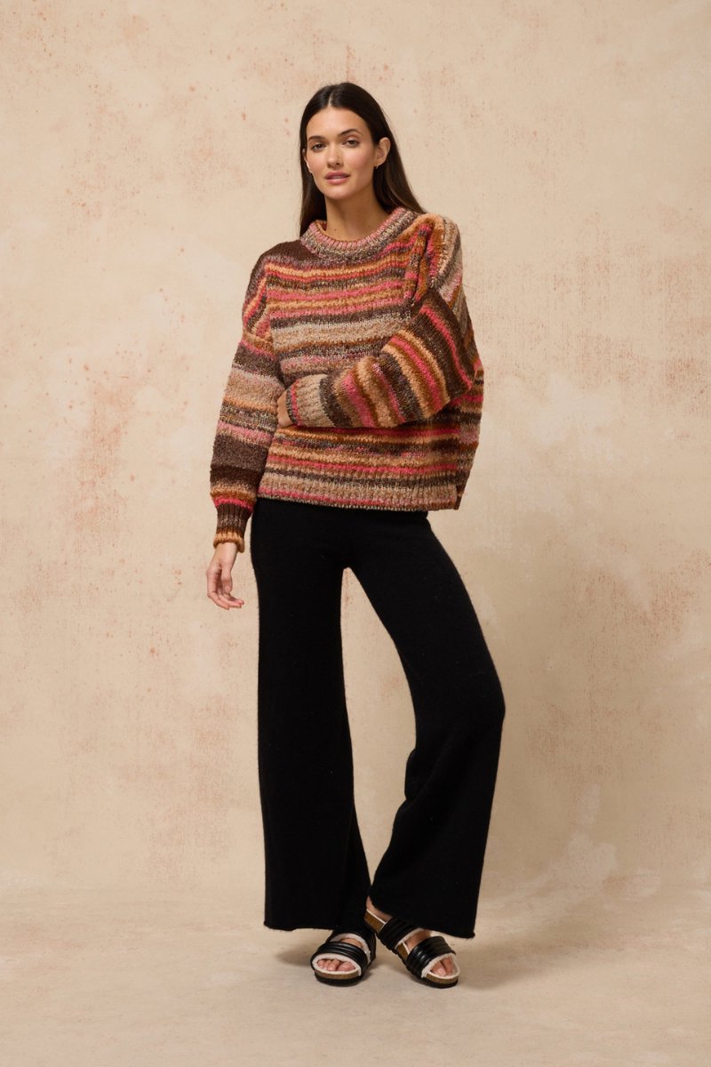 ZEPHYR JUMPER-CHOCOLATE MULTI STRIPE Knitwear Estilo Emporio