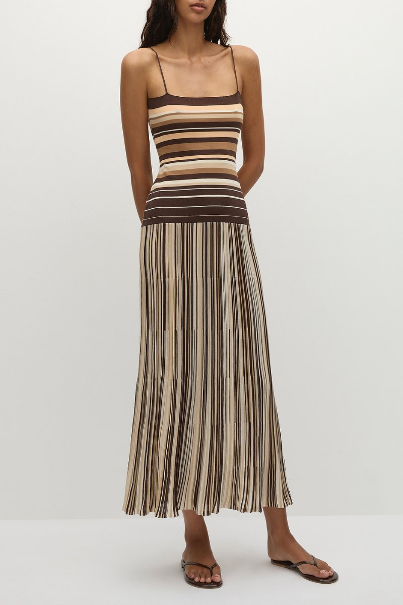 ESENIA KNIT DRESS-APRICOT BROWN Maxi Dress Faithfull the Brand