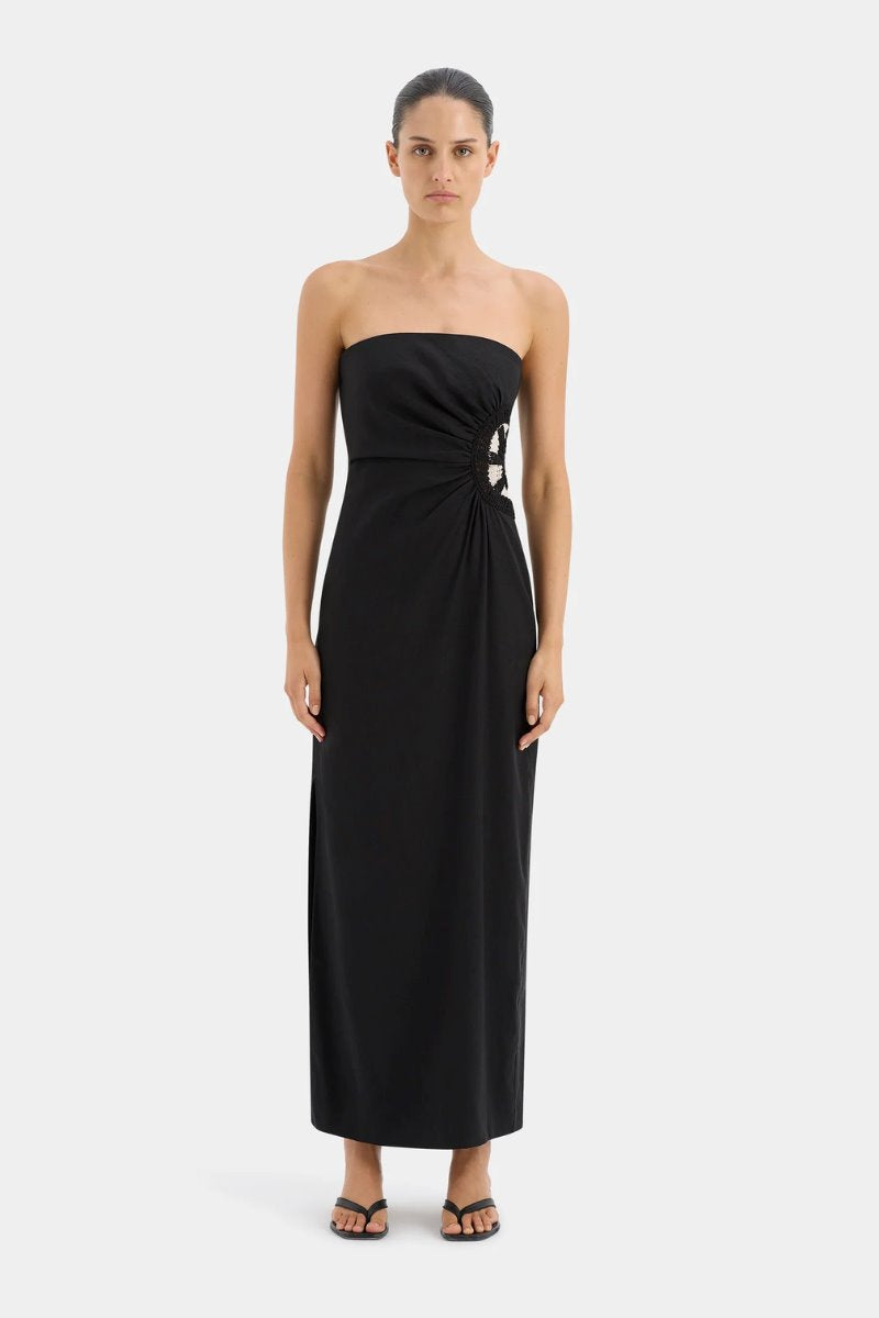 DORIAN STRAPLESS MIDI DRESS-BLACK Midi Dress SIR.