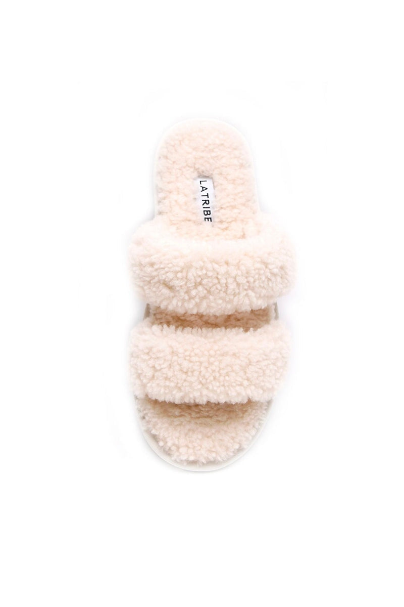 DOUBLE STRAP SHEARLING-CREAM Shoes LA TRIBE