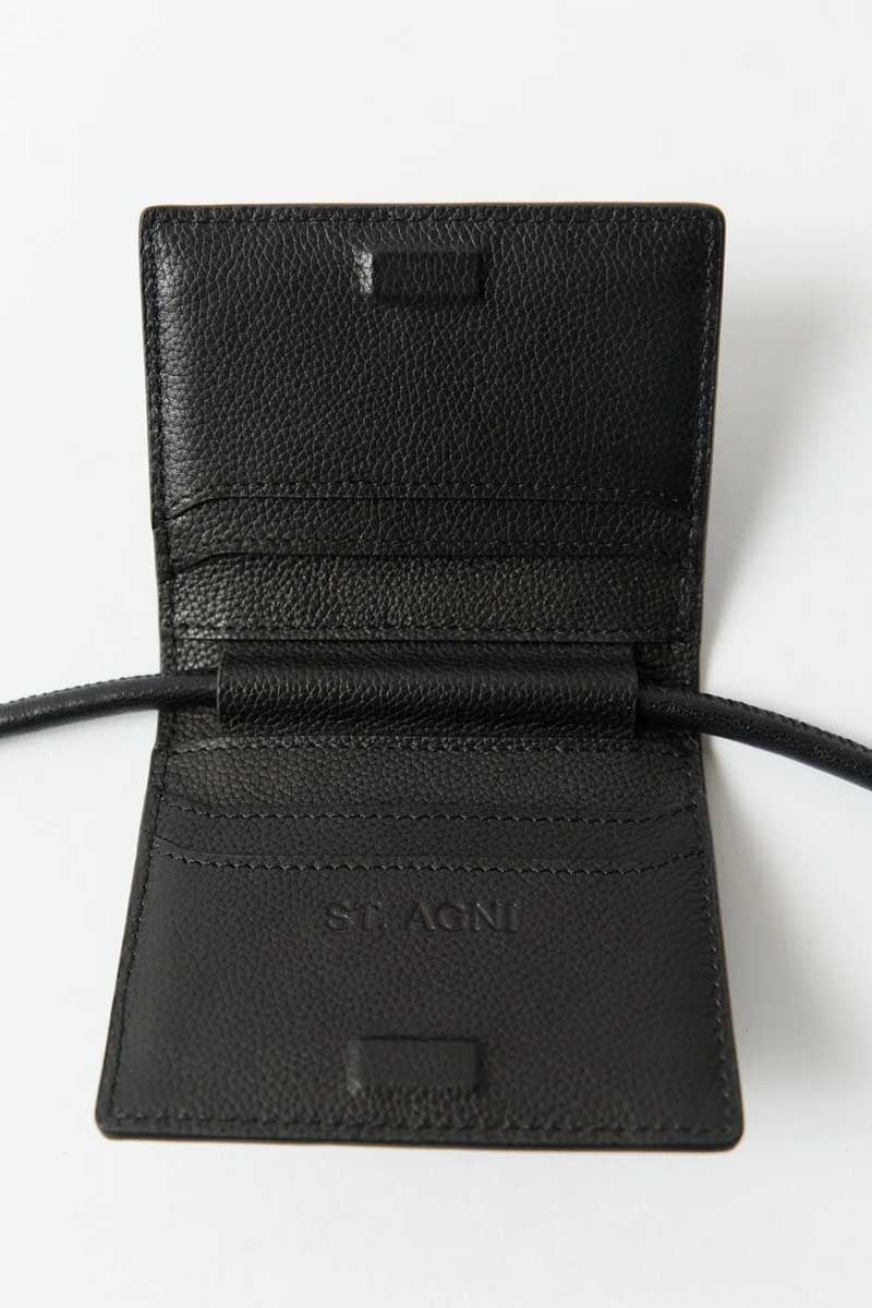 LEATHER CARD HOLDER-BLACK Bags ST AGNI