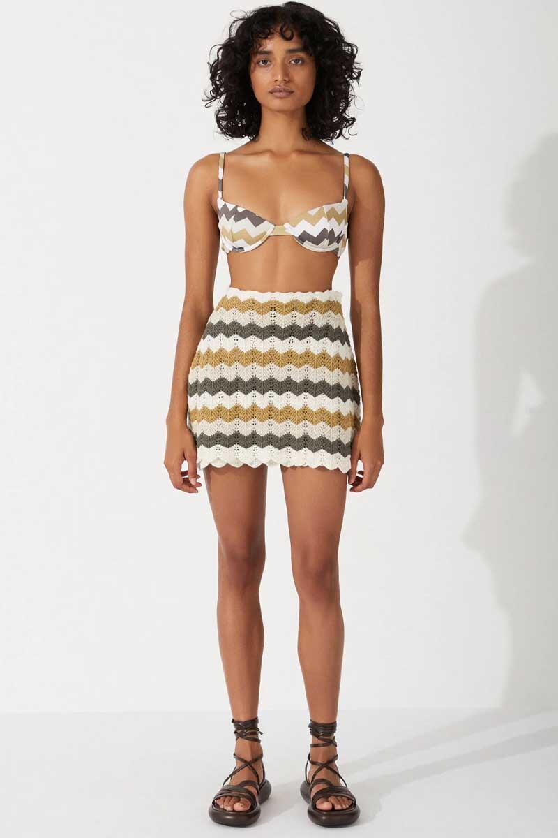 CHEVRON COTTON CROCHET MINI SKIRT-CHEVRON Skirts Zulu and Zephyr