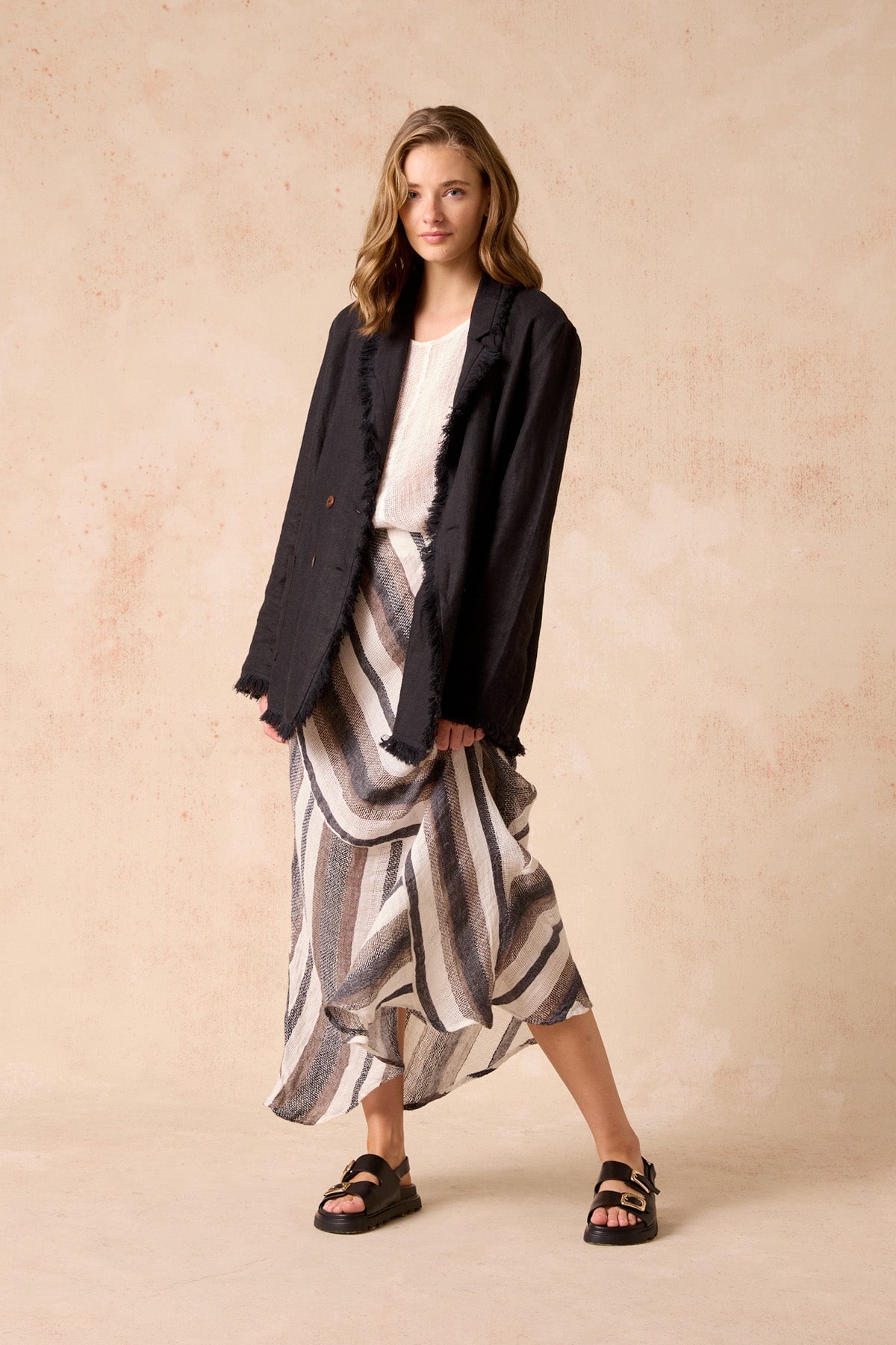 ELEMENT SKIRT-DARK CHOCOLATE STRIPE Skirts Estilo Emporio