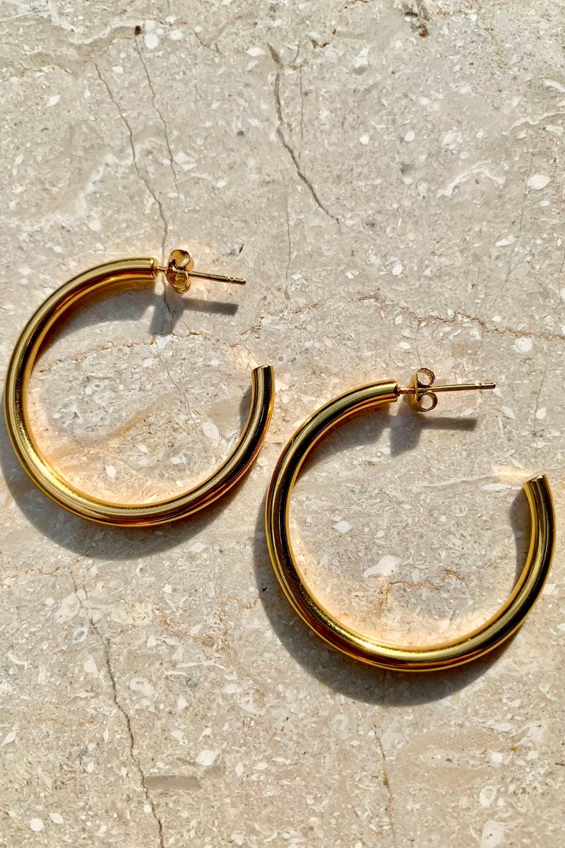 EVERYDAY HOOP EARRINGS-GOLD Jewellery Anna Rossi Jewellery Uni Gold
