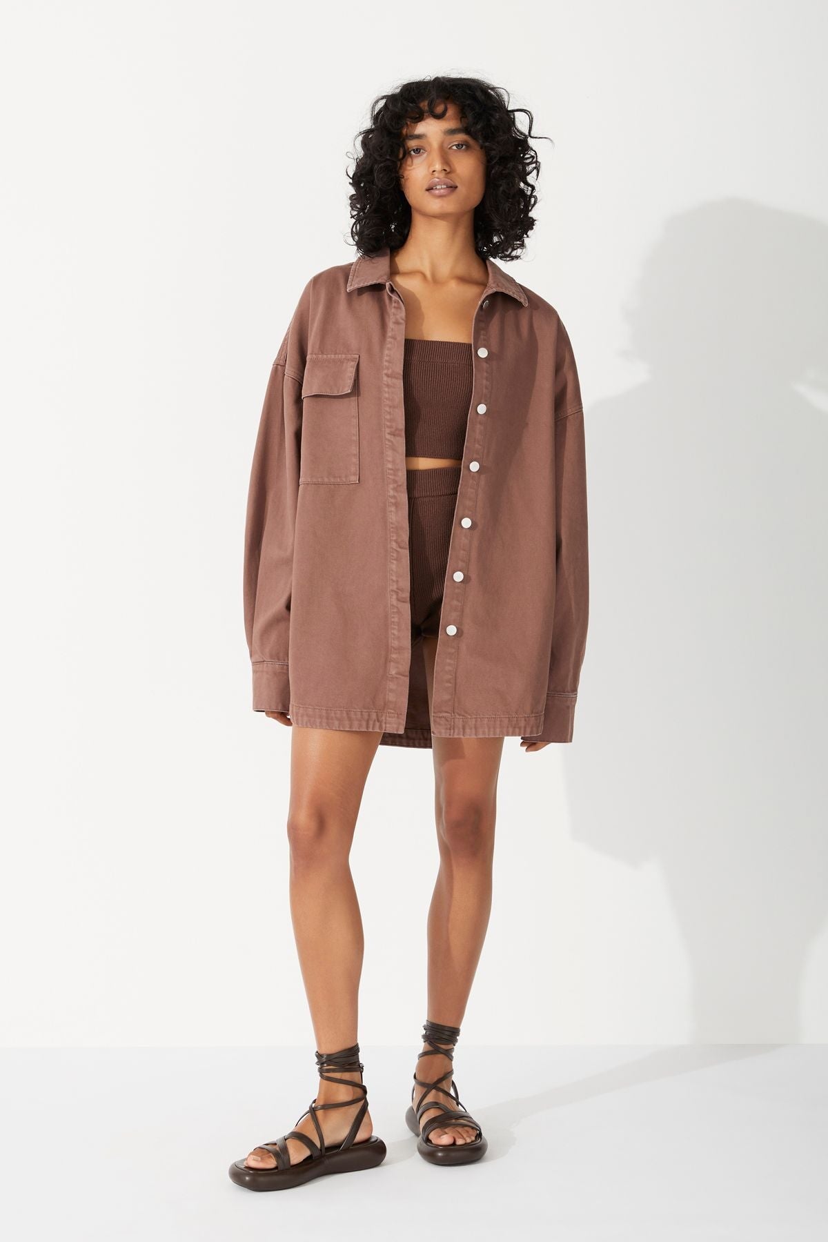 CHOCOLATE RECYCLED COTTON JACKET-CHOCOLATE Jackets Zulu and Zephyr