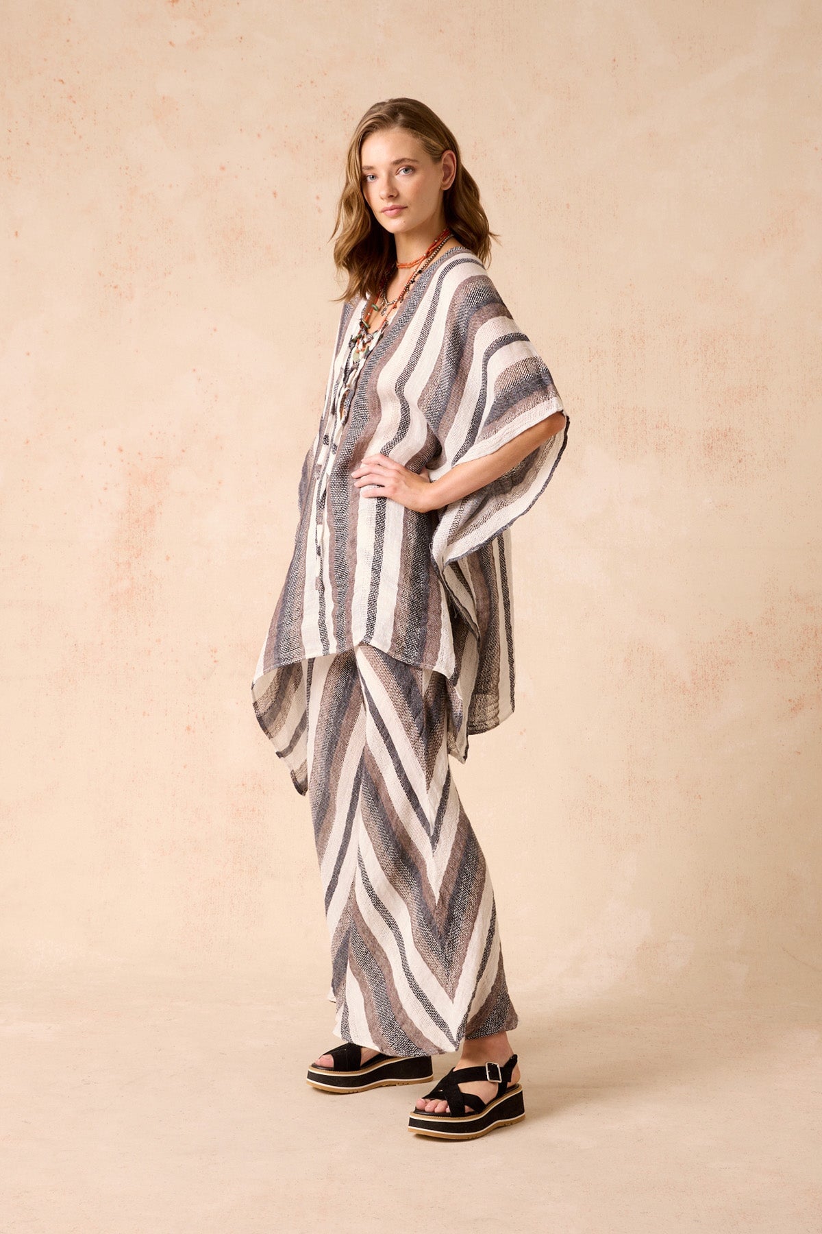 NOVO FLARE PANT-DARK CHOCOLATE STRIPE Pants Estilo Emporio