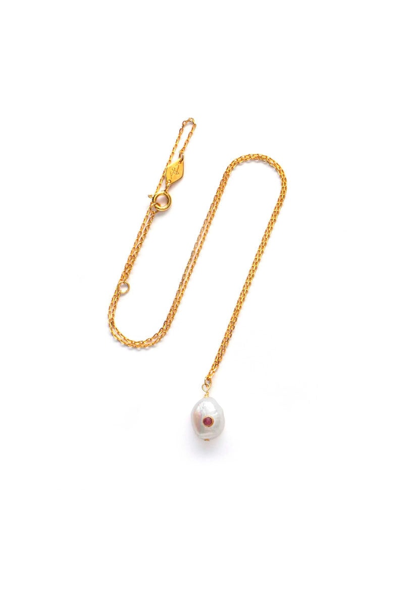 BAROQUE PEARL NECKLACE-RUBY Jewellery Anni Lu Uni Ruby