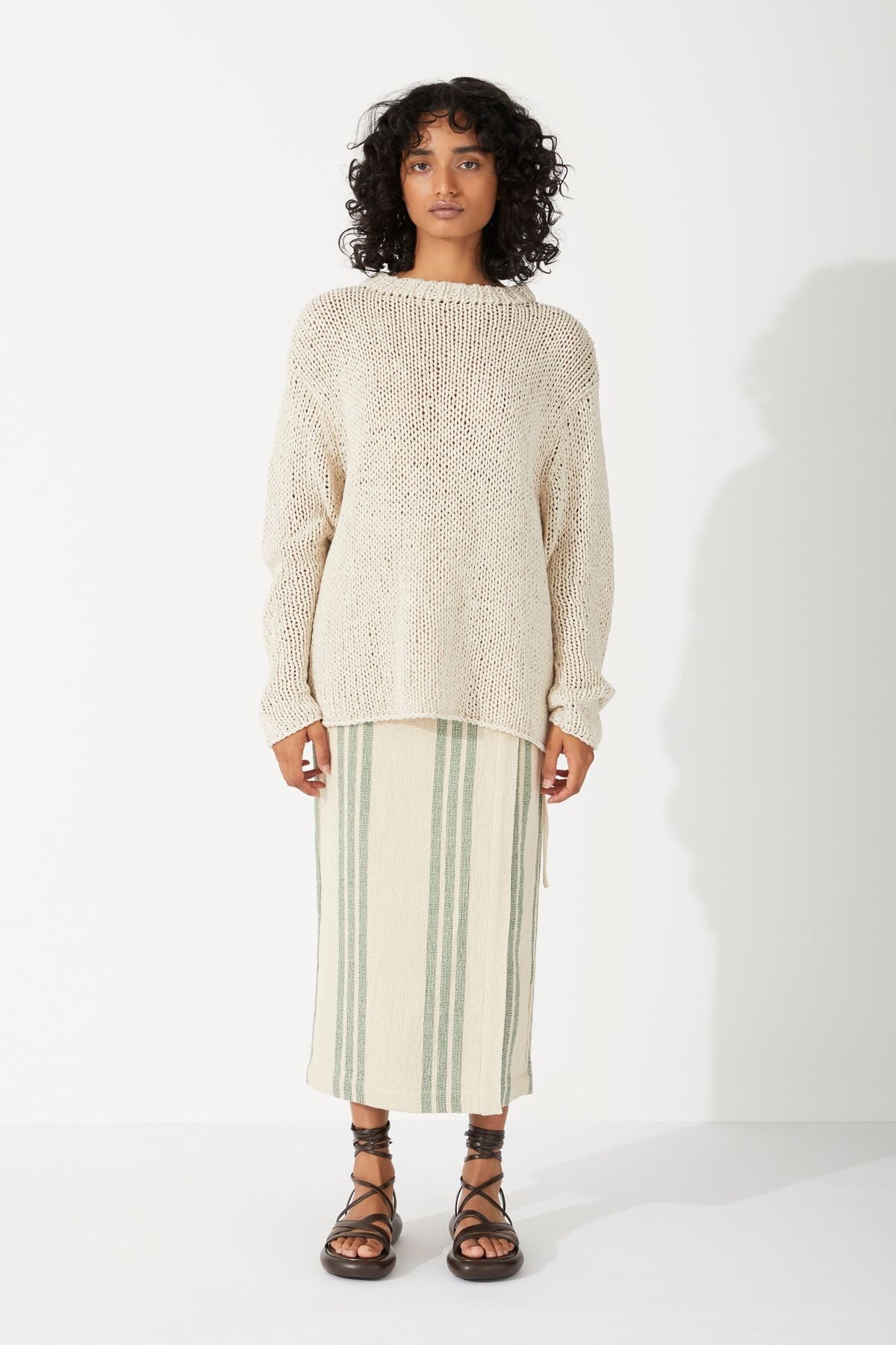 SAND LINEN COTTON BLEND HAND KNIT JUMPER-SAND Knitwear Zulu and Zephyr 6 Sand