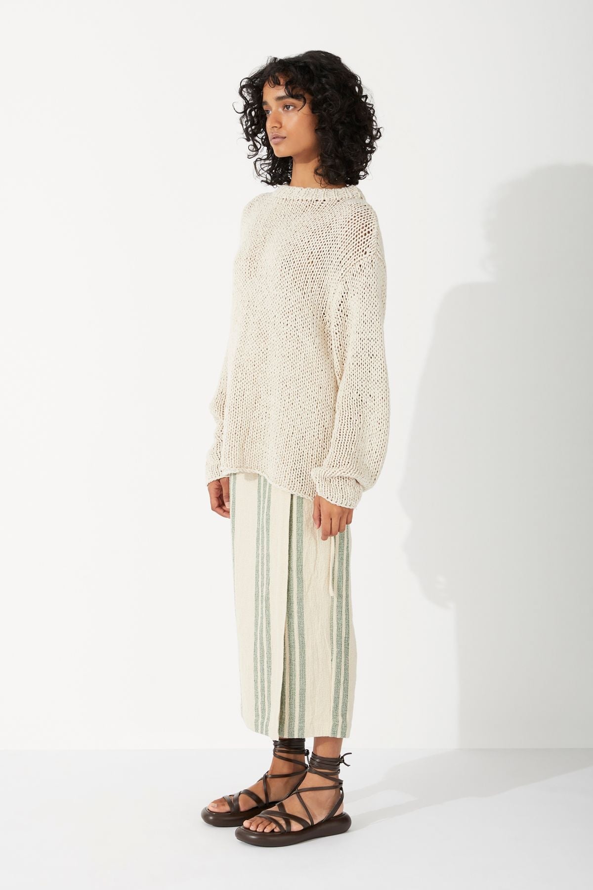 SAND LINEN COTTON BLEND HAND KNIT JUMPER-SAND Knitwear Zulu and Zephyr