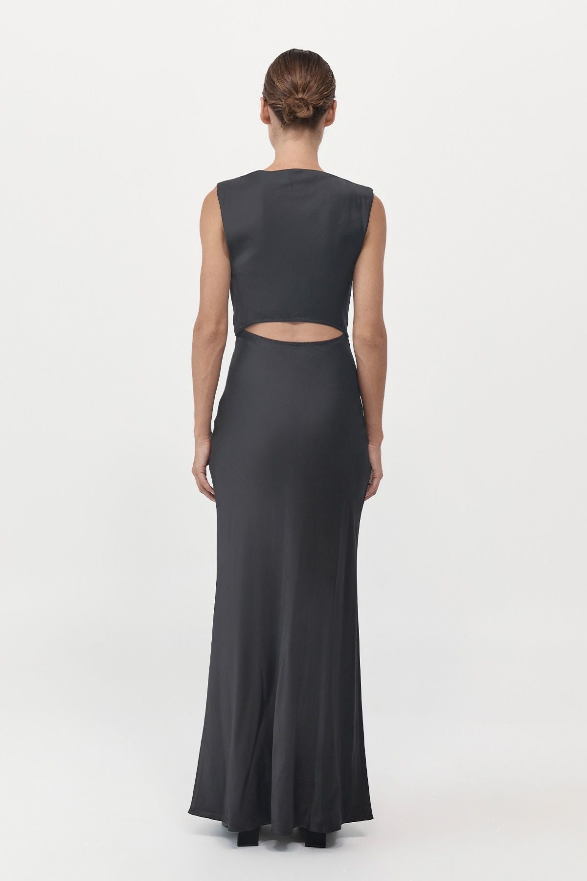 SOFT SILK CUT OUT DRESS-WASHED BLACK Dress ST AGNI