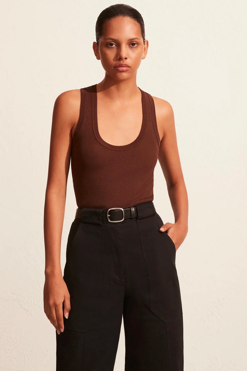 RIBBED TANK-CACAO Tops Matteau 1 Cacao