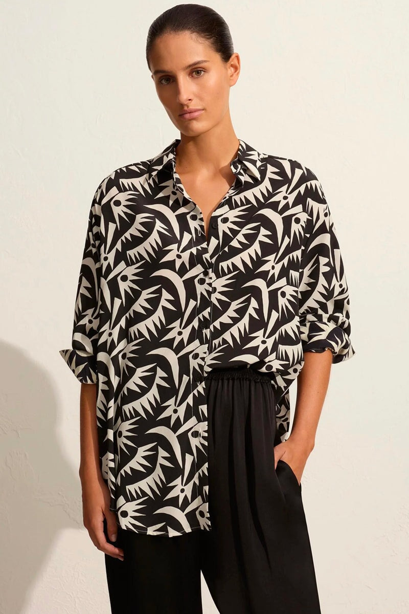 LONG SLEEVE SILK SHIRT-PALMETTO Tops Matteau