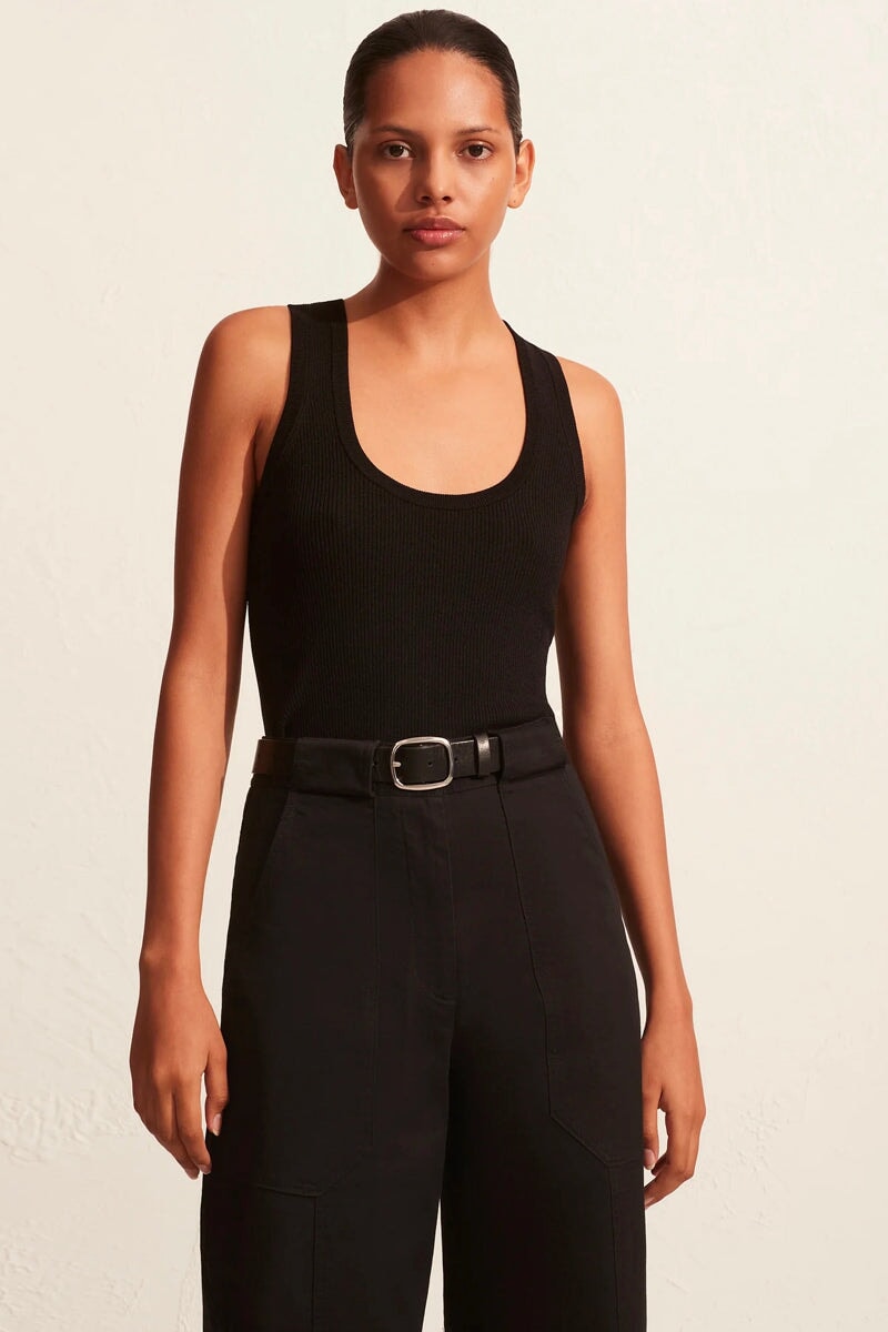 RIBBED TANK-BLACK Tops Matteau 1 Black