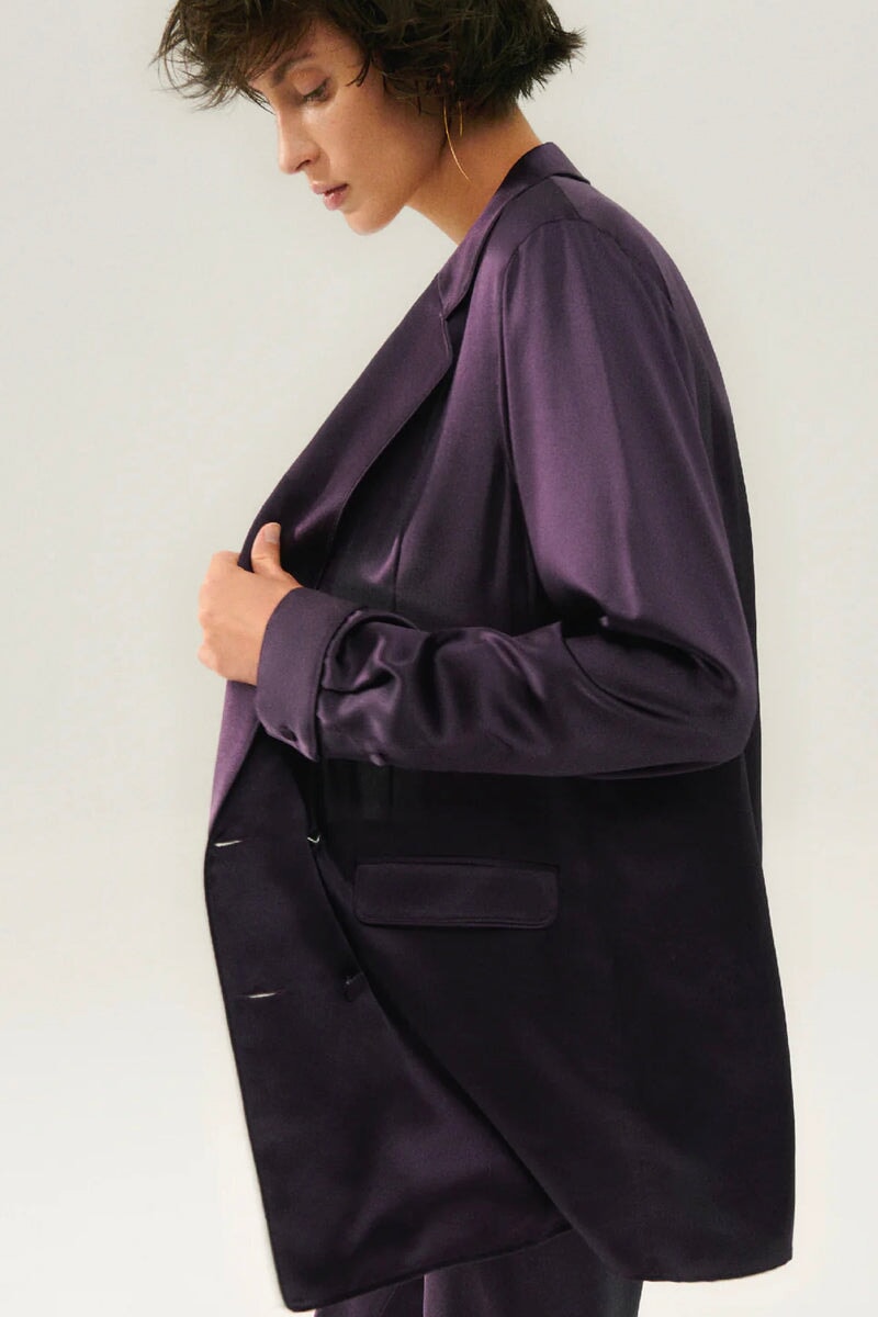 RELAXED BLAZER-BLACKBERRY Jackets Silk Laundry