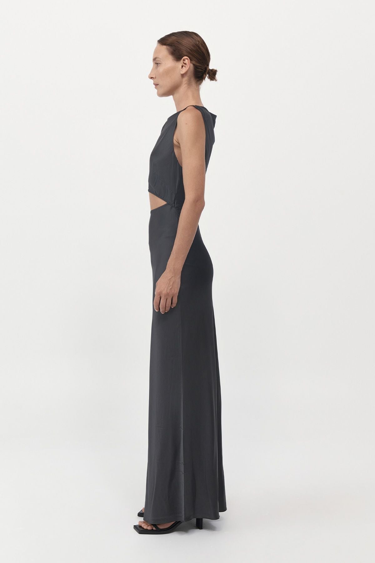 SOFT SILK CUT OUT DRESS-WASHED BLACK Dress ST AGNI