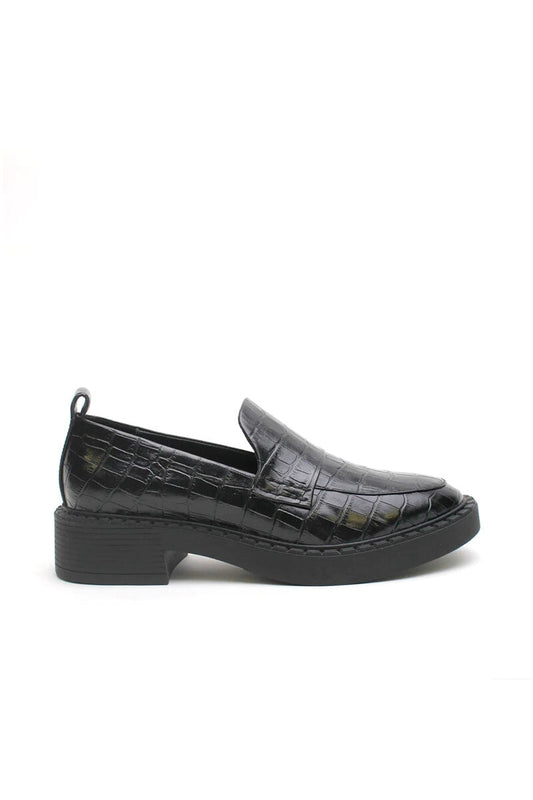 FLEUR LOAFER-BLACK CROC Shoes LA TRIBE 36 Black Croc 